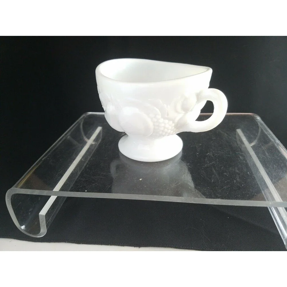 Vintage Milk Glass Harvest sugar bowl double handles no lid